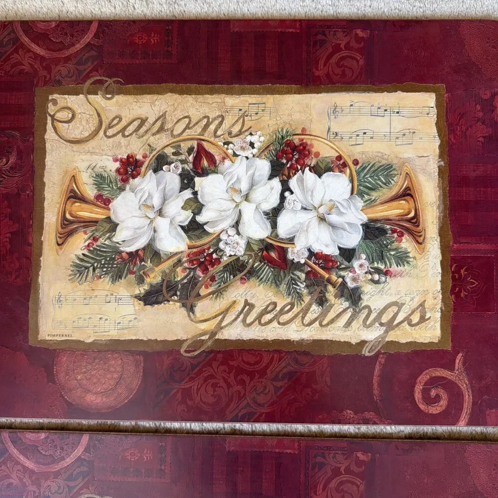 Pimpernel Christmas Seasons Greetings Cork Backed Set of 4 Vintage Mint